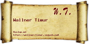 Wallner Timur névjegykártya